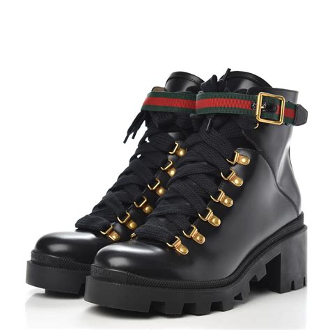 gucci woven combat boots